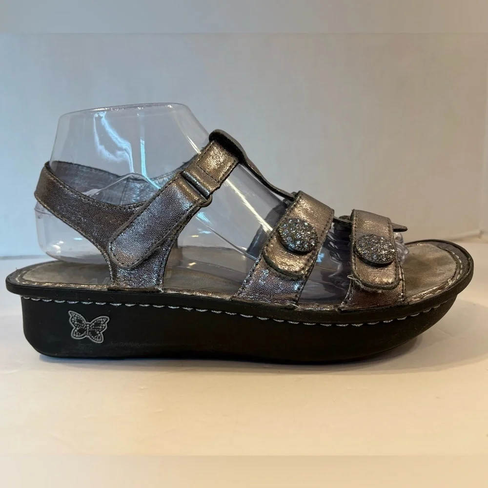 Alegria Kleo silver gladiator-style sandal size 38/7.5